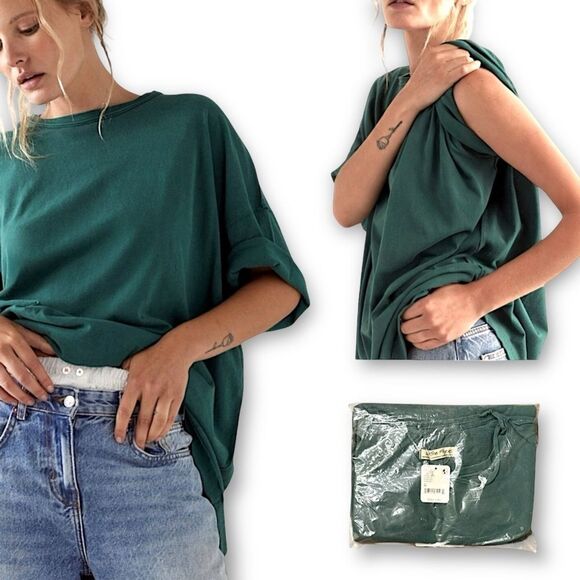 Free People We The Free Devon Tee Rain Forest Green - Picture 9 of 15